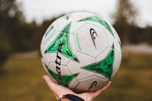 person holding a soccer ball with their hand